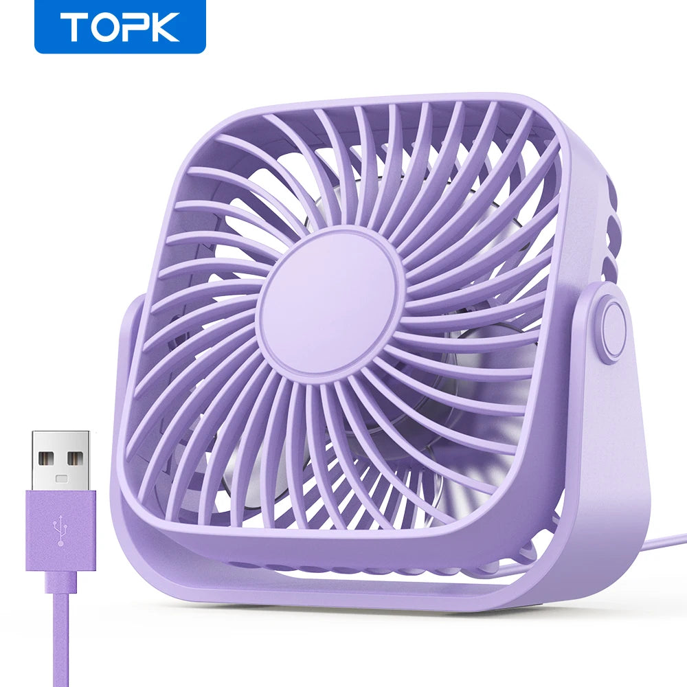 4-Inch USB Mini Portable Fan – 3-Speed, 360° Adjustable, Quiet Desk Fan for Home & Camping