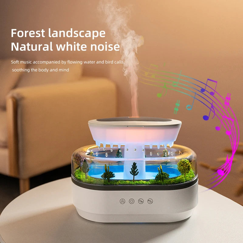 Raindrop Ultrasonic Aroma Humidifier & Essential Oil Diffuser – Colourful LED, White Noise