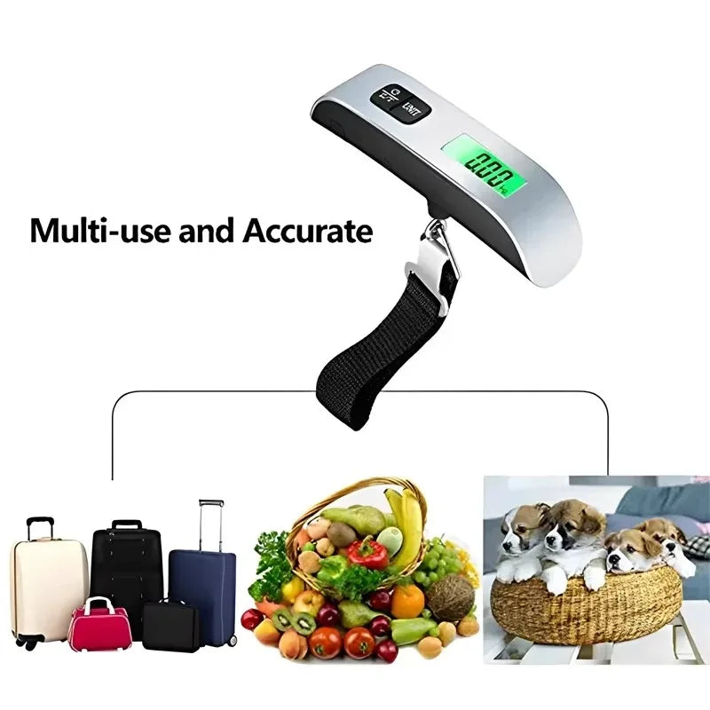 50kg Portable Digital Luggage Scale – Electronic Hanging Scale, 110lb, Travel Baggage Weighing