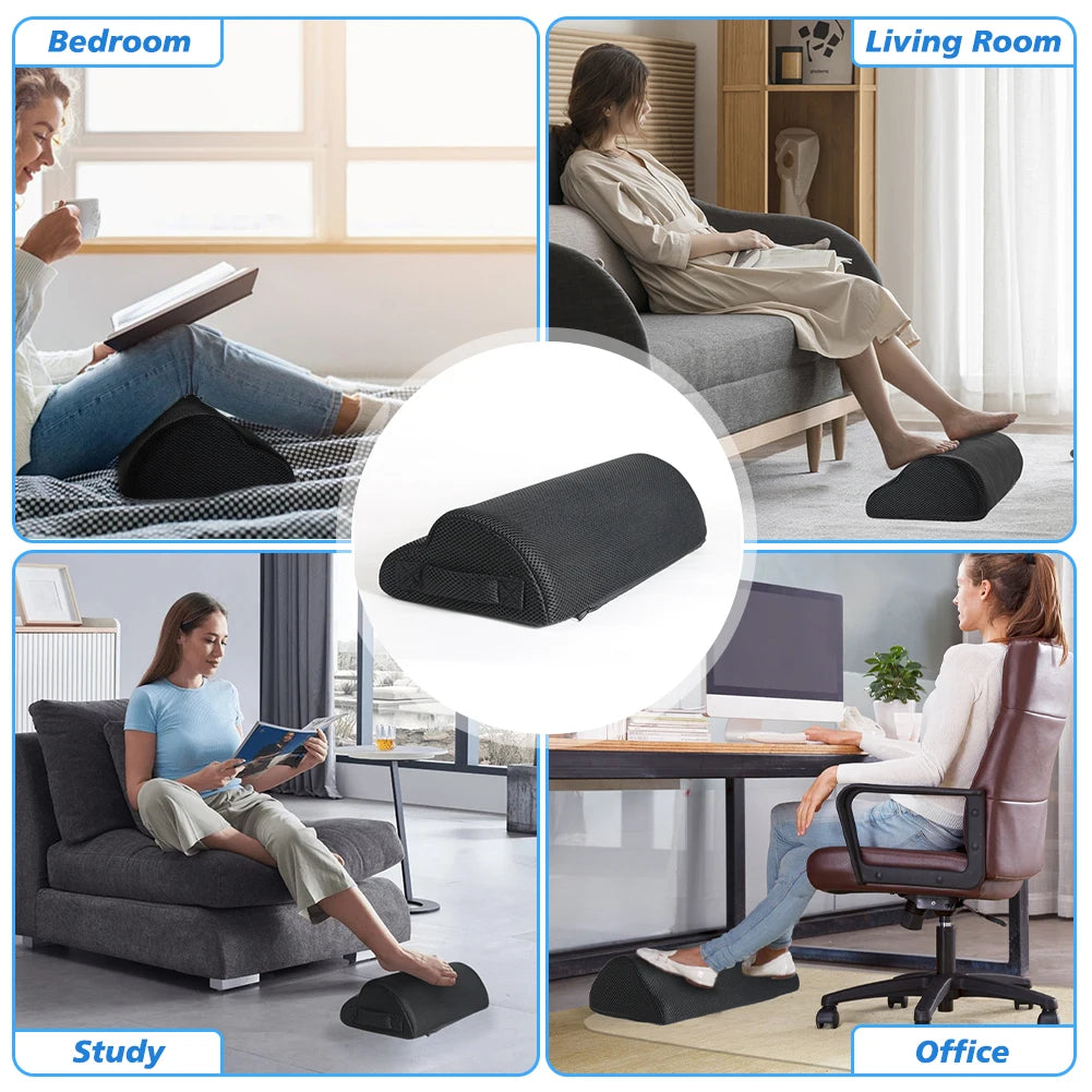 Memory Foam Footrest – Under Desk Foot Stool & Leg Elevation Pillow for Office & Gaming