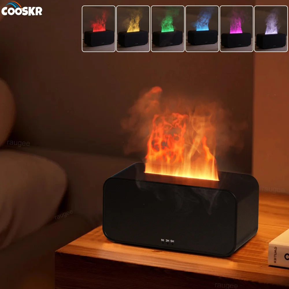 Flame Aroma Humidifier & Essential Oil Diffuser – 7-Colour LED, 120ml, Timer, Auto Shut-Off
