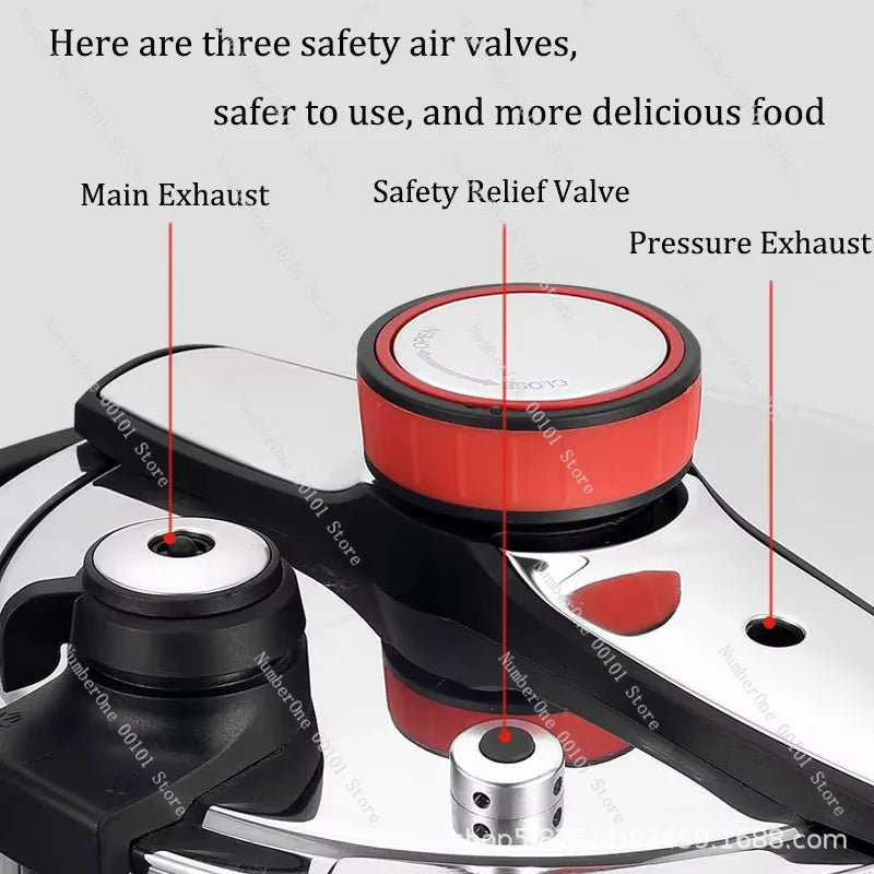 304 Stainless Steel Explosion-Proof Pressure Cooker – Multi-Size, Universal Stove Compatible