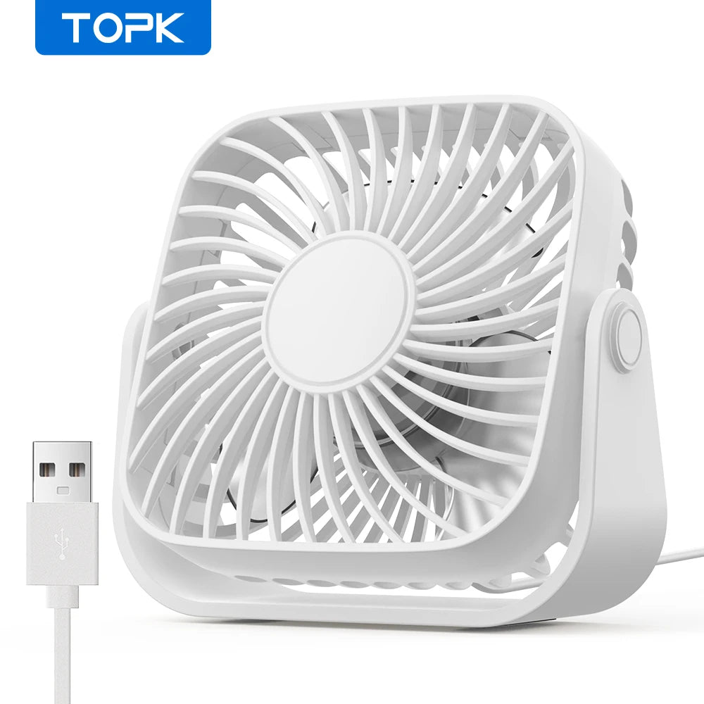 4-Inch USB Mini Portable Fan – 3-Speed, 360° Adjustable, Quiet Desk Fan for Home & Camping