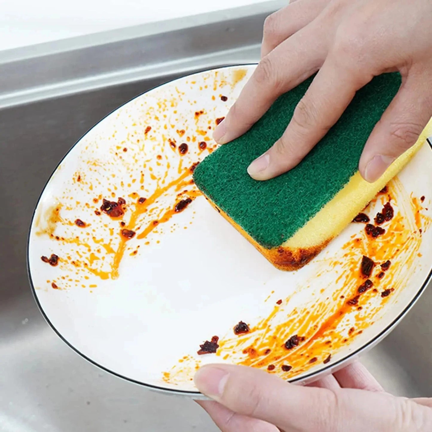 Heavy-Duty Double-Sided Cleaning Sponge – Dual-Sided Magic Scrubber for Kitchen, Pots & Surfaces