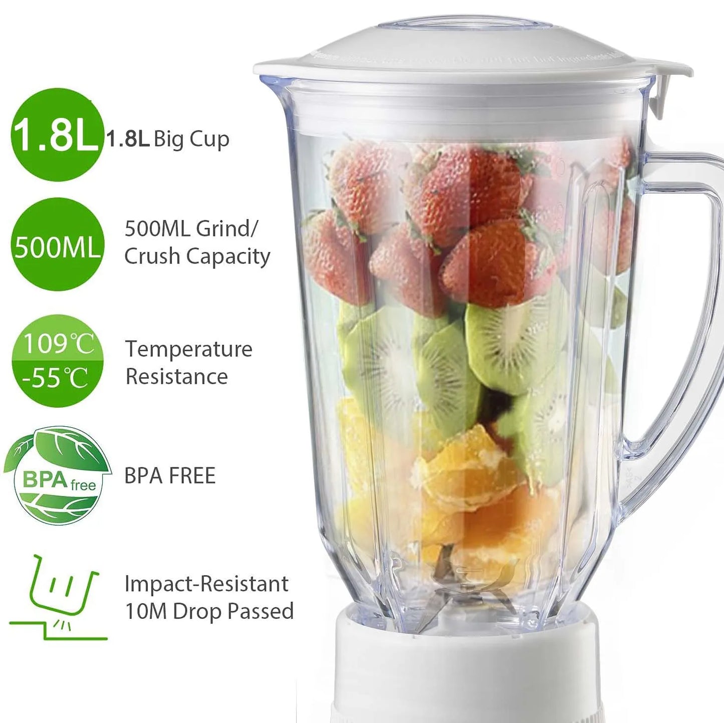 4-in-1 Multi-Purpose Food Processor – Blender, Juicer & Mixer, 1.8L