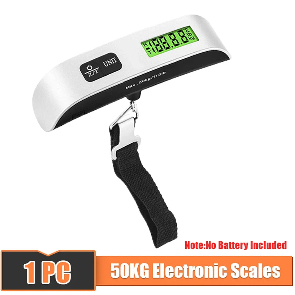 50kg Portable Digital Luggage Scale – Electronic Hanging Scale, 110lb, Travel Baggage Weighing