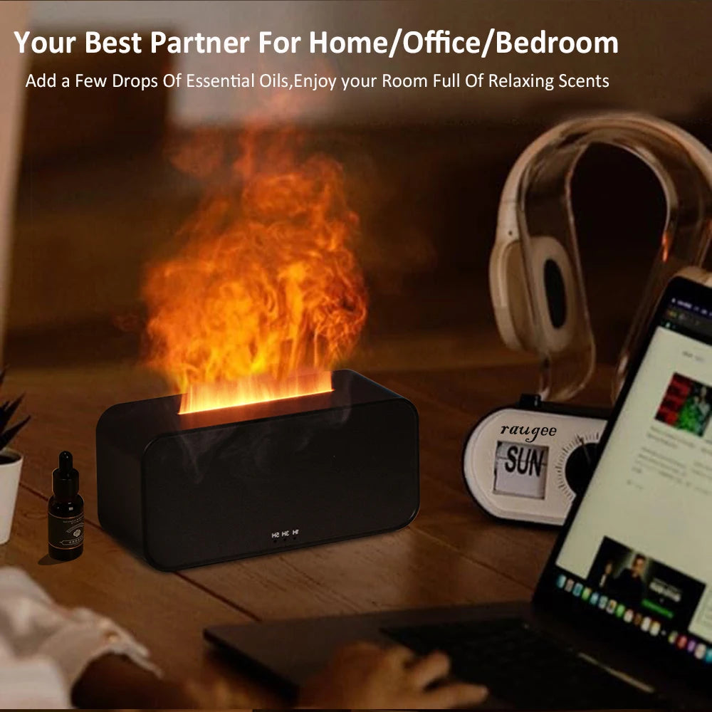 Flame Aroma Humidifier & Essential Oil Diffuser – 7-Colour LED, 120ml, Timer, Auto Shut-Off
