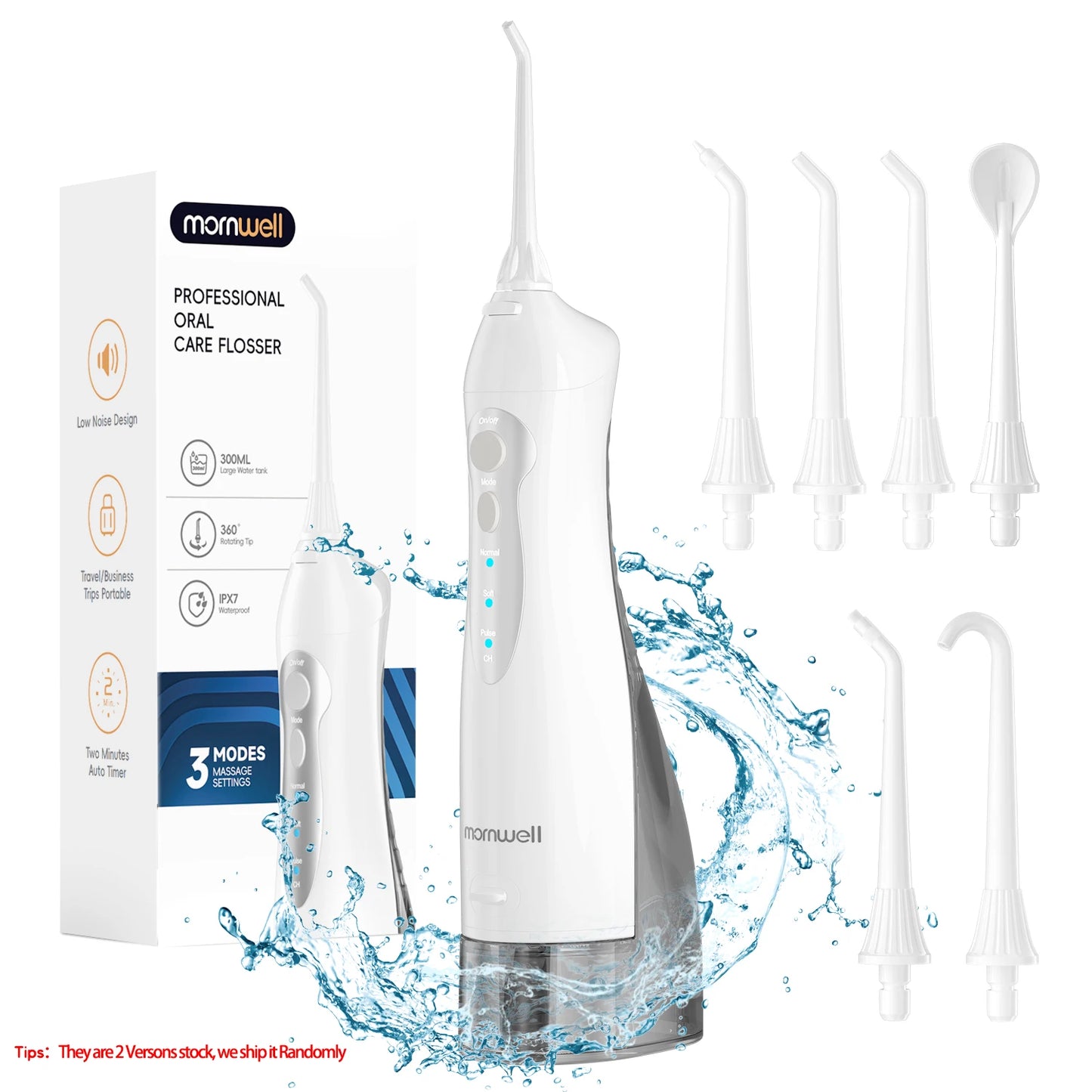Portable Water Flosser – 300ml Tank, IPX7 Waterproof, 3 Modes, USB Rechargeable, 4 Nozzles