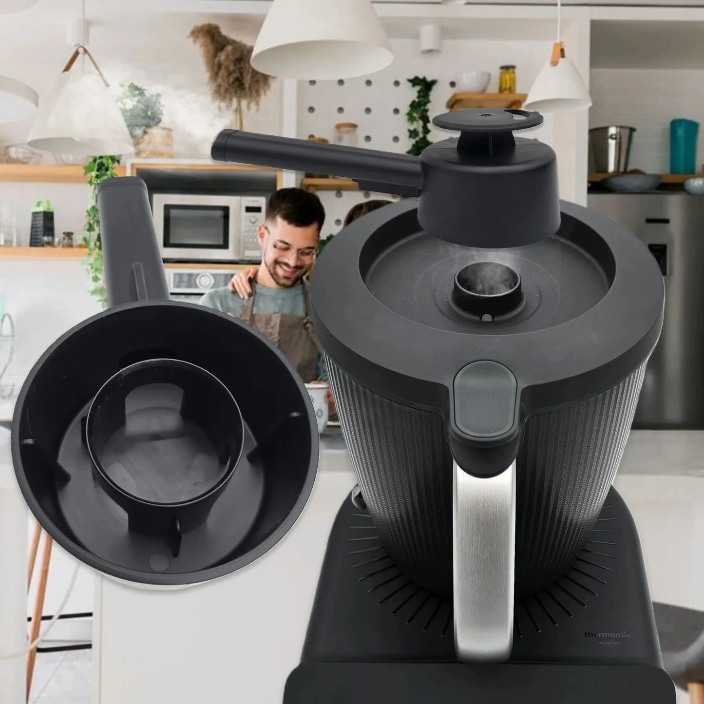 360° Rotating Steam Splitter – Washable & Reusable Blender Lid Accessory, Heat-Resistant