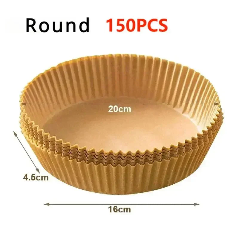 Disposable Air Fryer Liner Paper – Round & Square, 50 or 100pcs, Non-Stick Baking Parchment