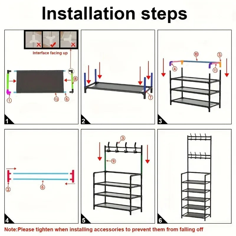 5-Level Metal Shoe Rack – Tool-Free Assembly, Multi-Purpose Storage for Hallway & Living Room
