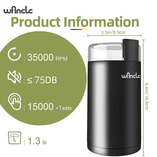 Electric Coffee Grinder 150W – Stainless Steel Blade, One-Touch, Grind Coffee Beans & Spices