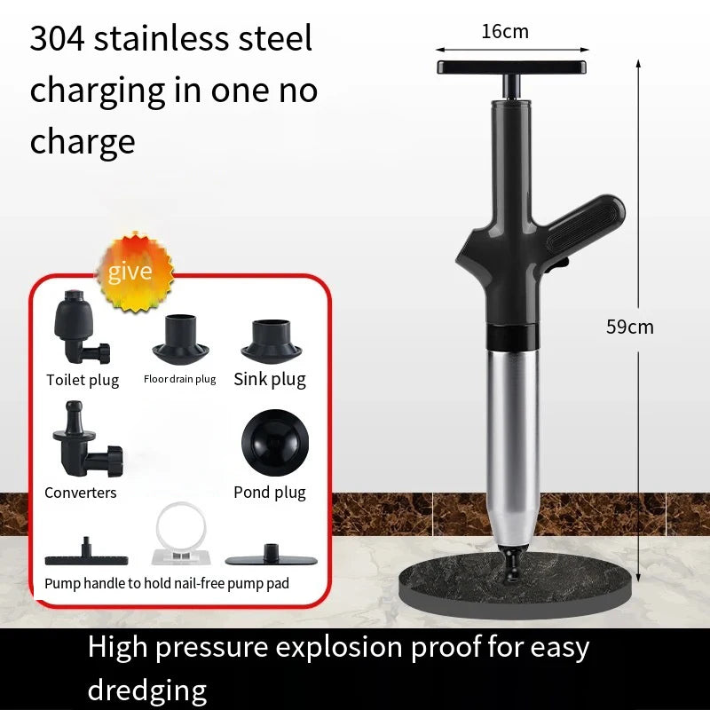 Manual Air Pressure Drain Unclogger – Clears Toilets, Sinks & Kitchen Drains Instantly