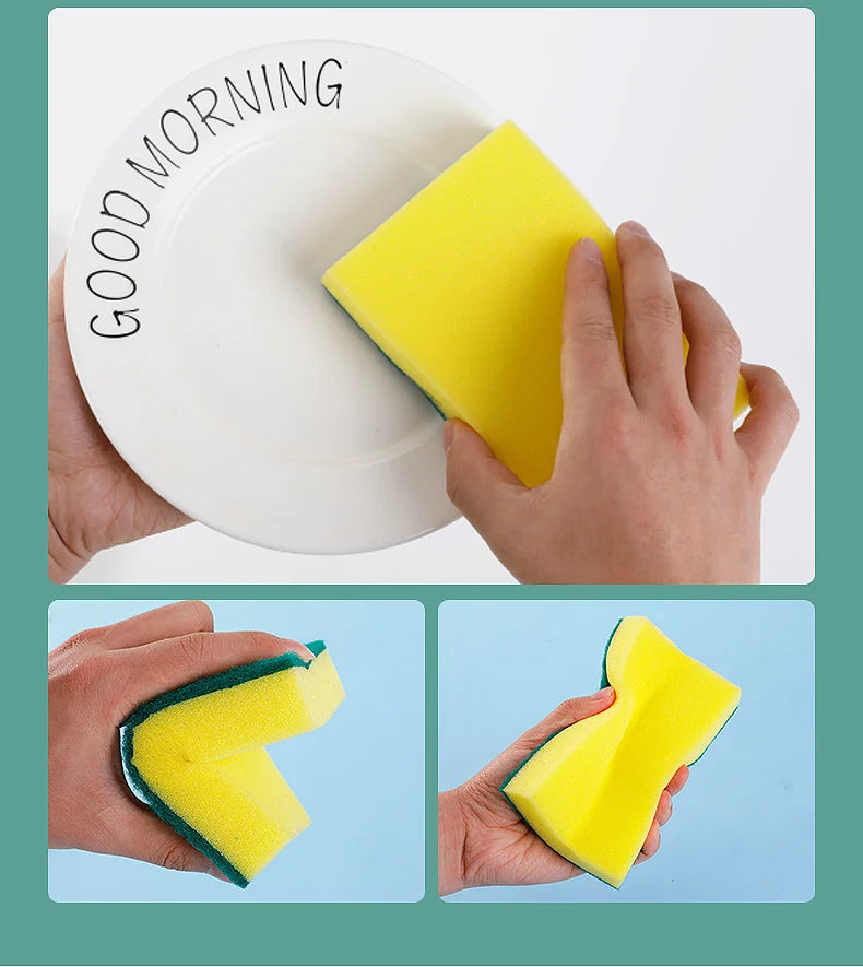 Heavy-Duty Double-Sided Cleaning Sponge – Dual-Sided Magic Scrubber for Kitchen, Pots & Surfaces