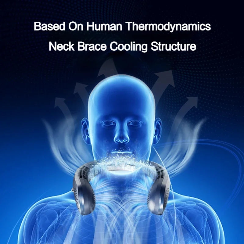 Wearable Neck Fan – 5-Speed Hands-Free, LED Light, Low Noise, Sports & Outdoor Use