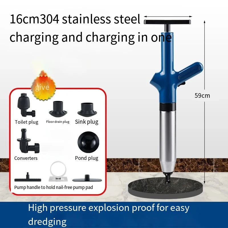Manual Air Pressure Drain Unclogger – Clears Toilets, Sinks & Kitchen Drains Instantly