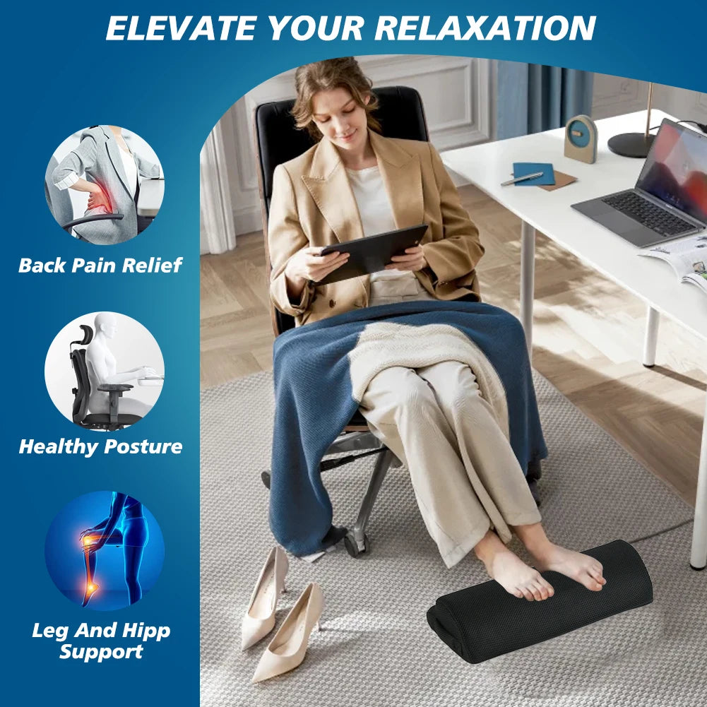 Memory Foam Footrest – Under Desk Foot Stool & Leg Elevation Pillow for Office & Gaming