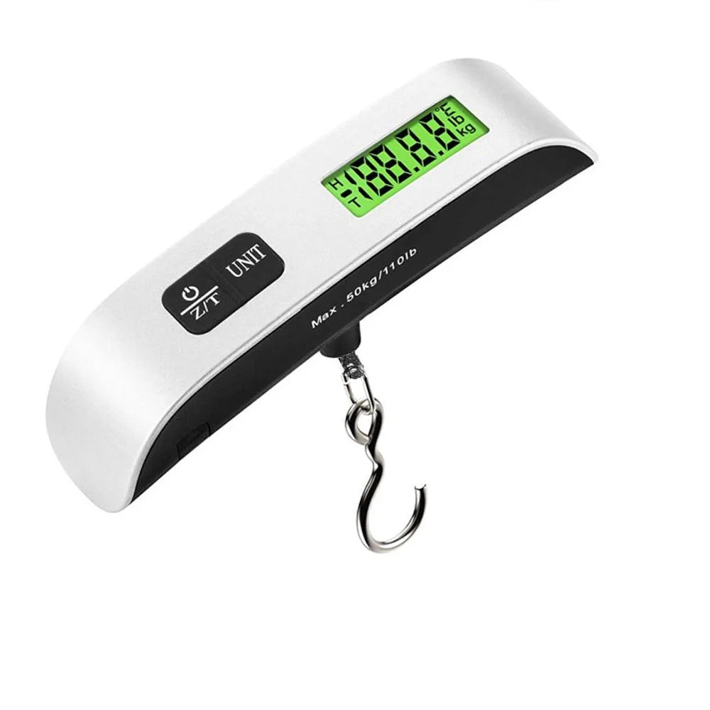50kg Portable Digital Luggage Scale – Electronic Hanging Scale, 110lb, Travel Baggage Weighing