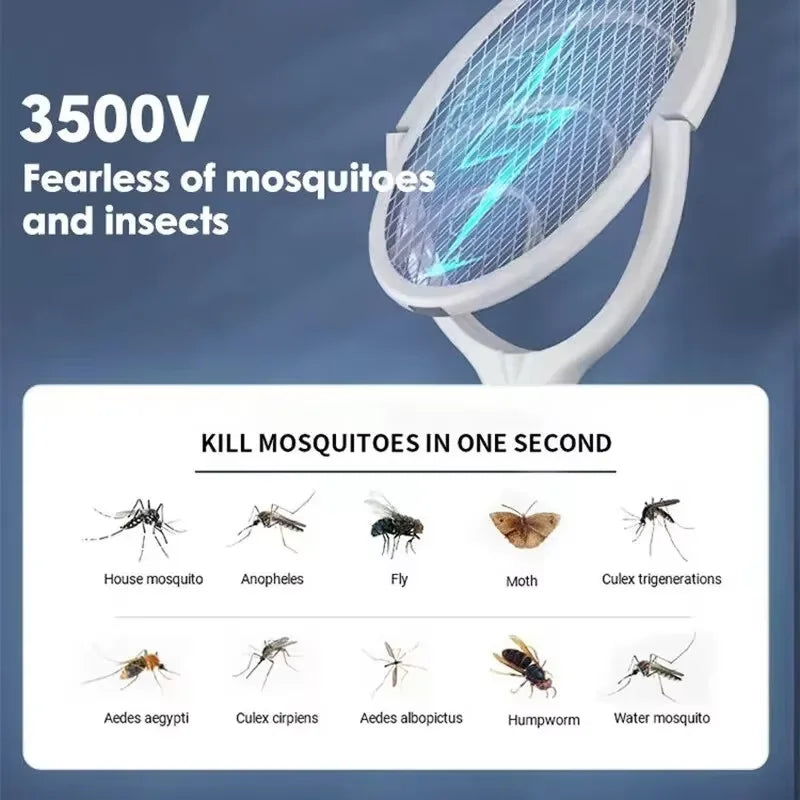 5-in-1 Electric Mosquito Swatter Racket – Fast Charging, Adjustable, Bug Zapper