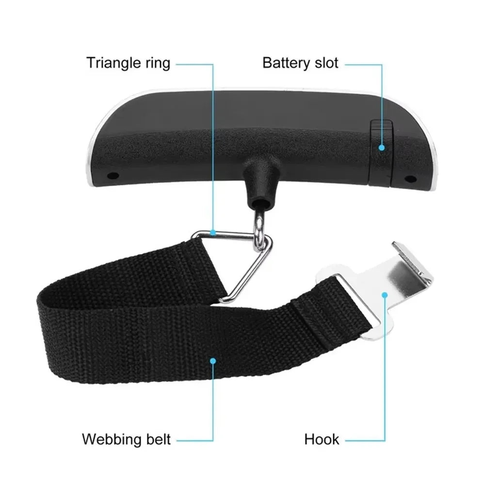 50kg Portable Digital Luggage Scale – Electronic Hanging Scale, 110lb, Travel Baggage Weighing