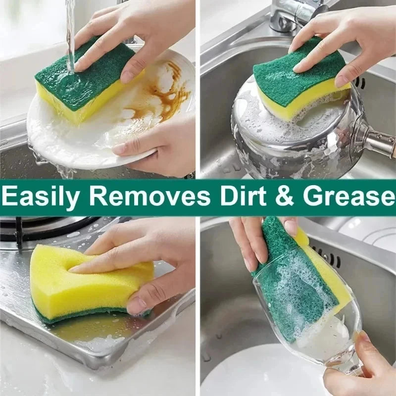 Heavy-Duty Double-Sided Cleaning Sponge – Dual-Sided Magic Scrubber for Kitchen, Pots & Surfaces