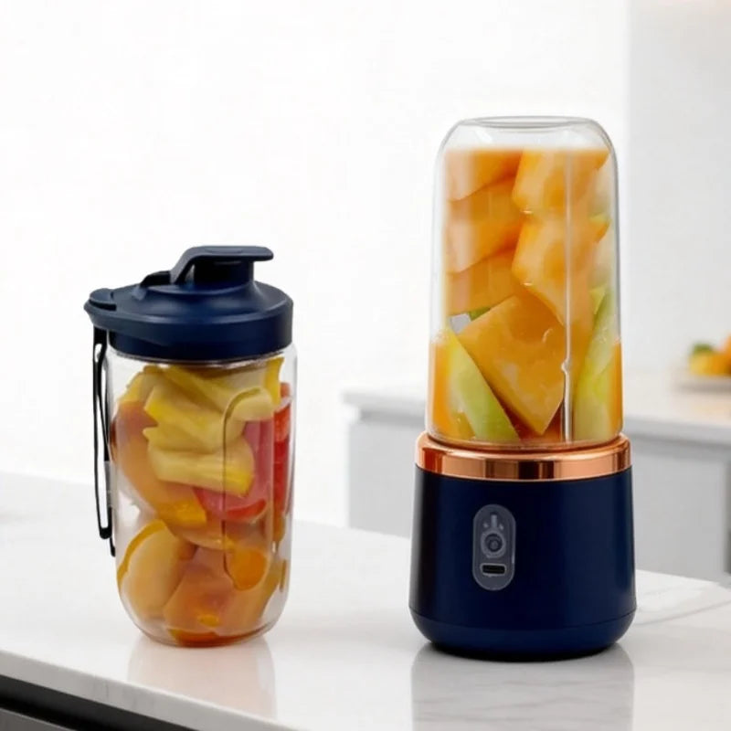 Double Cup Portable USB Blender – 400ml, Stainless Steel Blades, Smoothies & Juices On-the-Go