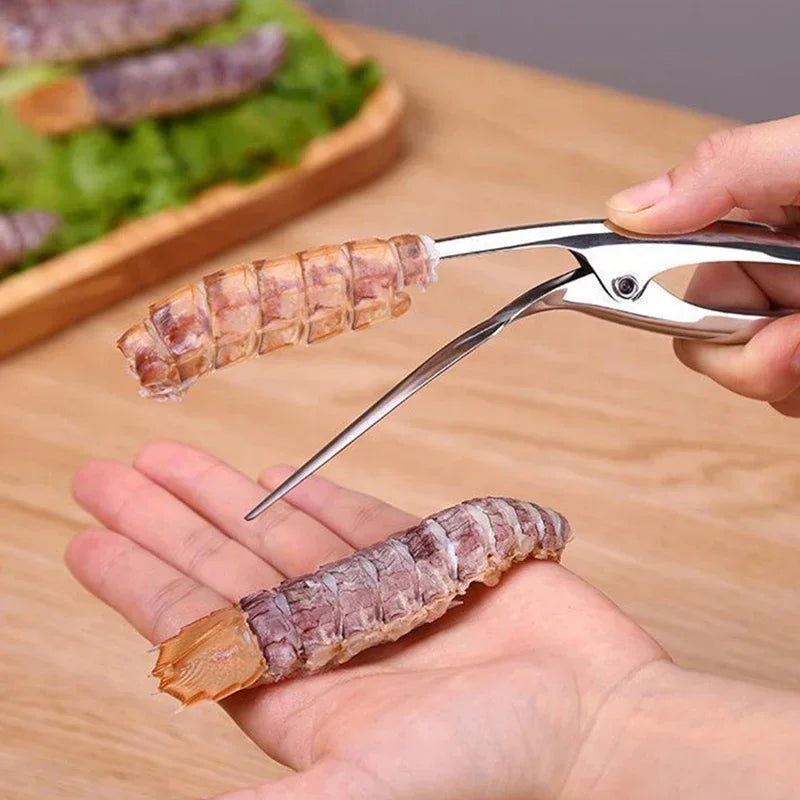 Stainless Steel Shrimp & Prawn Peeler – Deveiner Line Cutter Seafood Tool