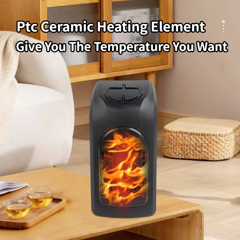 Portable Plug-In Wall Heater – 400W, Ceramic, Remote Control, 12Hr Timer, EU Plug