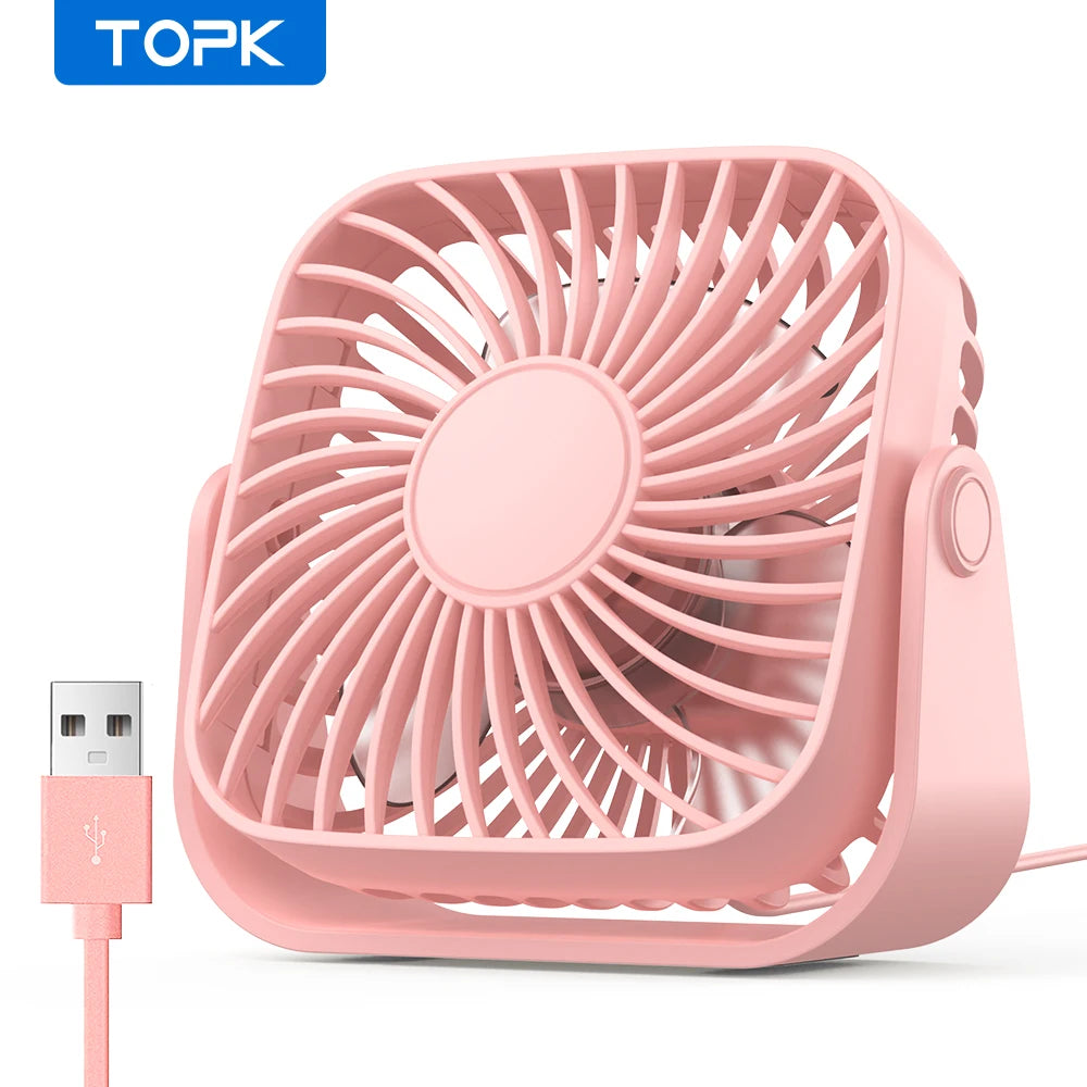 4-Inch USB Mini Portable Fan – 3-Speed, 360° Adjustable, Quiet Desk Fan for Home & Camping