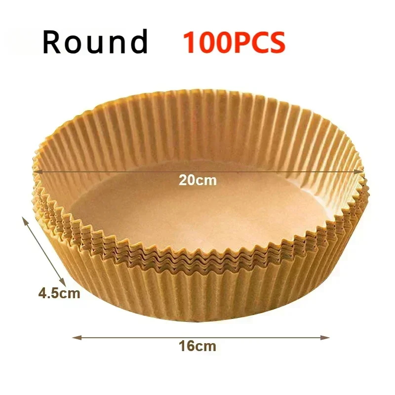 Disposable Air Fryer Liner Paper – Round & Square, 50 or 100pcs, Non-Stick Baking Parchment