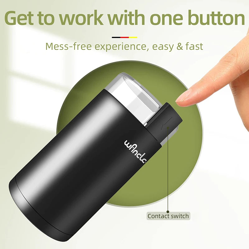 Electric Coffee Grinder 150W – Stainless Steel Blade, One-Touch, Grind Coffee Beans & Spices