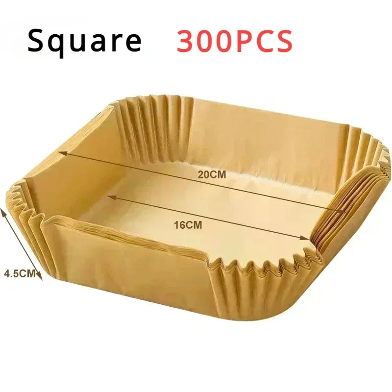 Disposable Air Fryer Liner Paper – Round & Square, 50 or 100pcs, Non-Stick Baking Parchment