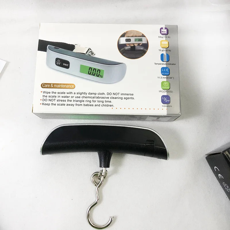 50kg Portable Digital Luggage Scale – Electronic Hanging Scale, 110lb, Travel Baggage Weighing