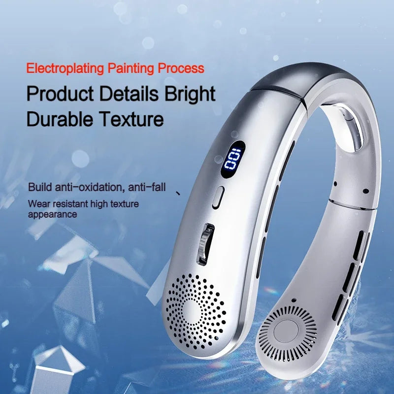 Wearable Neck Fan – 5-Speed Hands-Free, LED Light, Low Noise, Sports & Outdoor Use