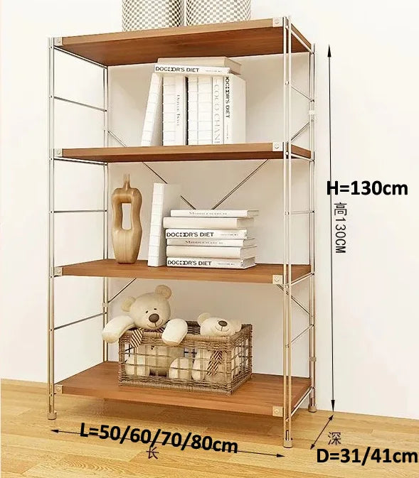 Multi-Functional Storage Shelf Rack – 18mm Particleboard & Metal Frame, Multiple Sizes, Brown
