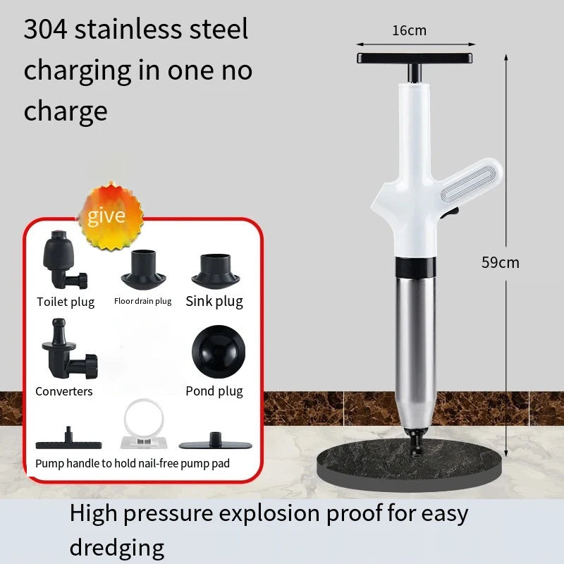 Manual Air Pressure Drain Unclogger – Clears Toilets, Sinks & Kitchen Drains Instantly