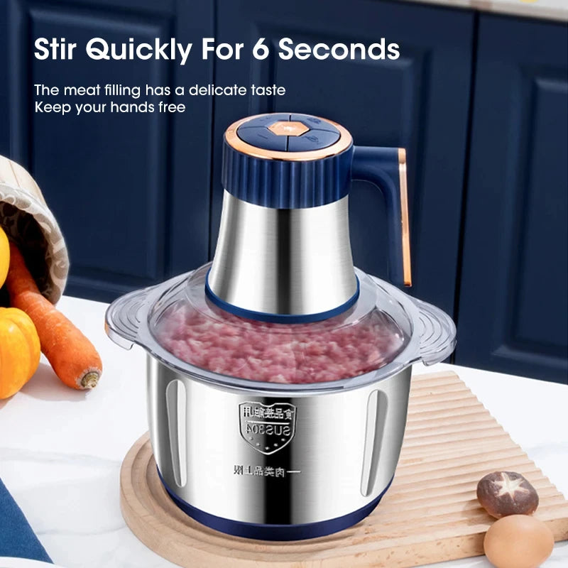 5L Electric Meat Grinder & Food Processor – 500W, Stainless Steel, Multifunctional Chopper