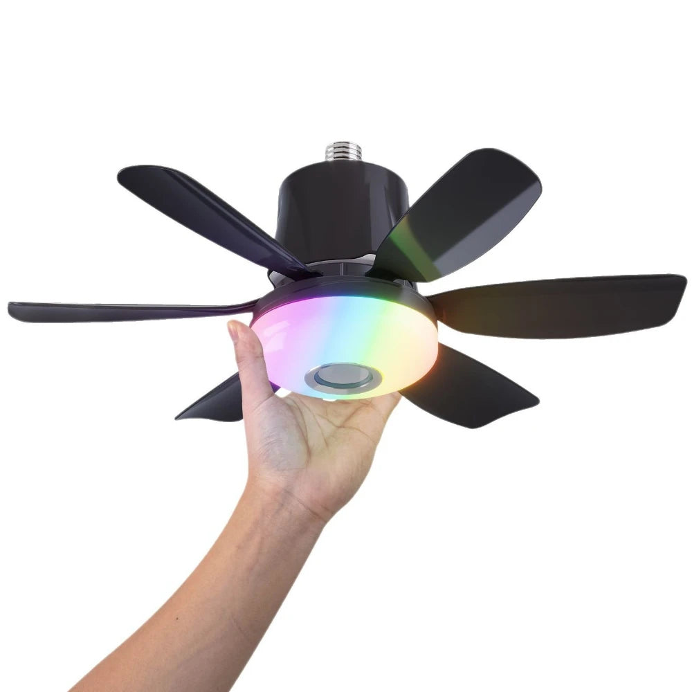RGB Ceiling Fan with LED Light & Music Remote – 6 Blades, 2-in-1 Fan & Light, Bedroom & Dining Room