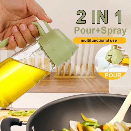 2-in-1 Pour & Spray Oil Dispenser Bottle – 500ml, Refillable, for Cooking, BBQ & Baking