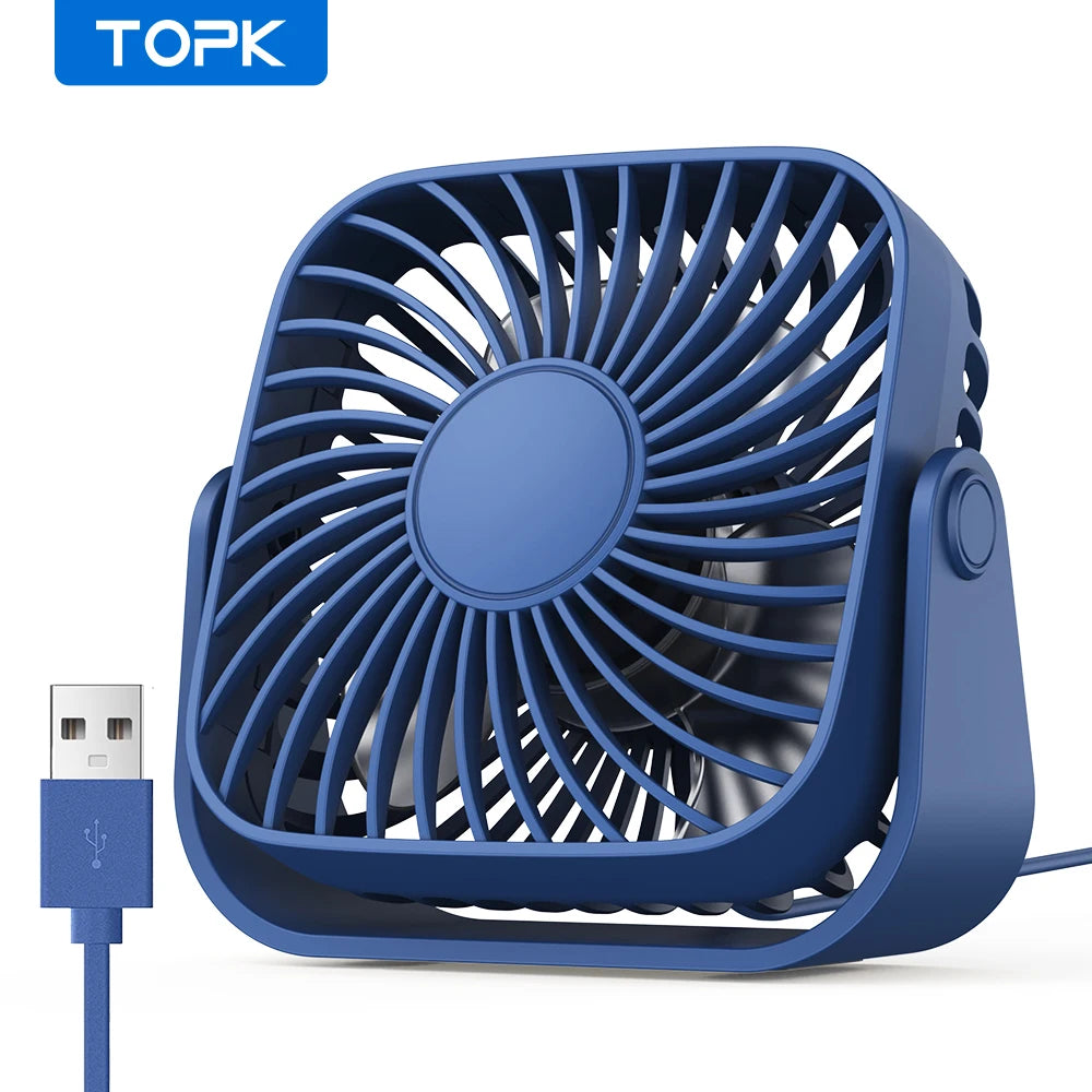 4-Inch USB Mini Portable Fan – 3-Speed, 360° Adjustable, Quiet Desk Fan for Home & Camping