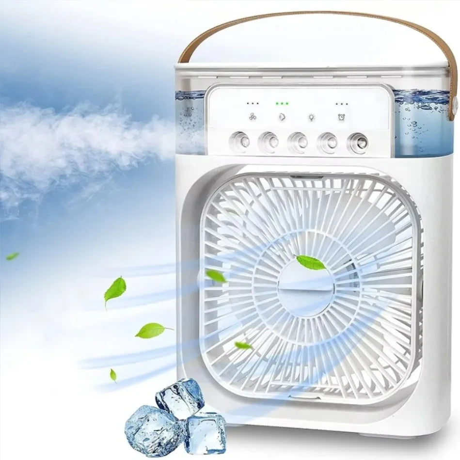 3-in-1 Portable Evaporative Air Cooler Fan – Humidifier, 7-Color LED Night Light, USB Type-C