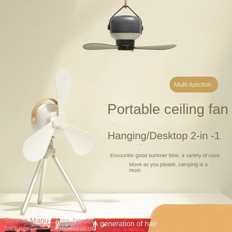 Portable Wireless Ceiling Fan with LED Night Light – USB, Remote Control, 4-Speed, Camping & Home