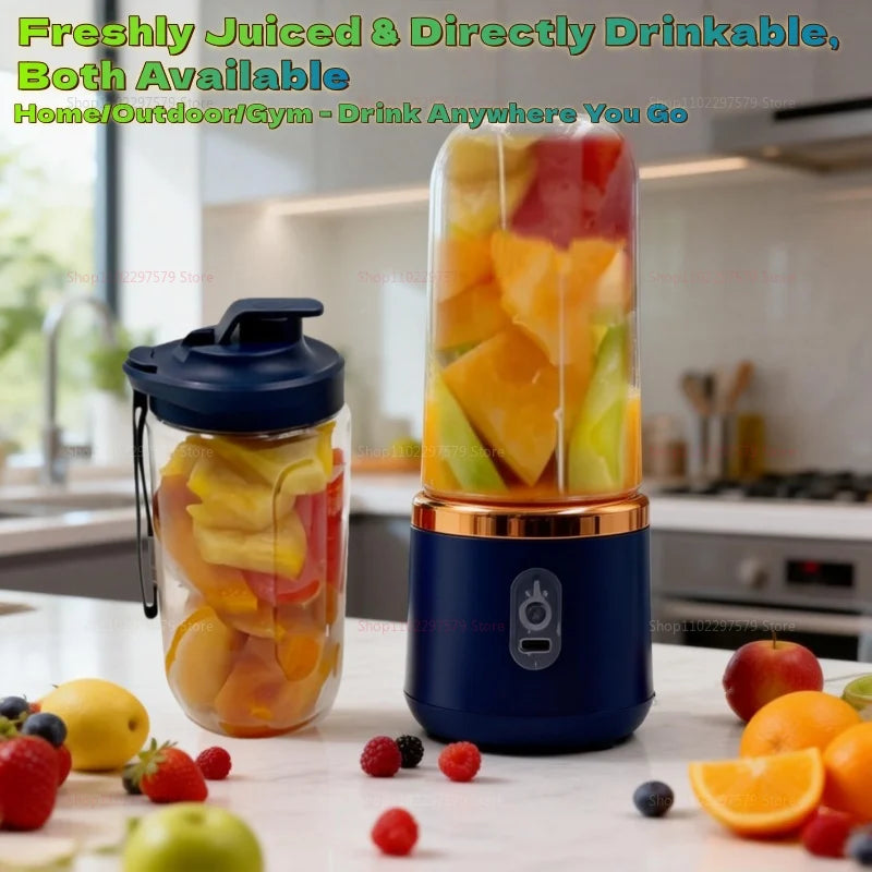 Double Cup Portable USB Blender – 400ml, Stainless Steel Blades, Smoothies & Juices On-the-Go