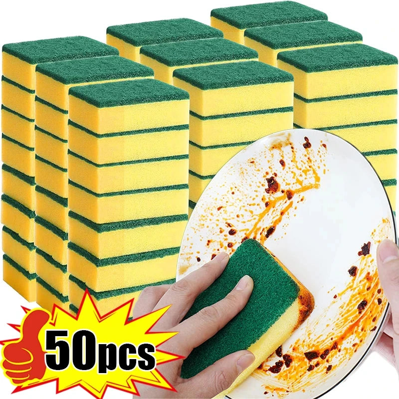 Heavy-Duty Double-Sided Cleaning Sponge – Dual-Sided Magic Scrubber for Kitchen, Pots & Surfaces