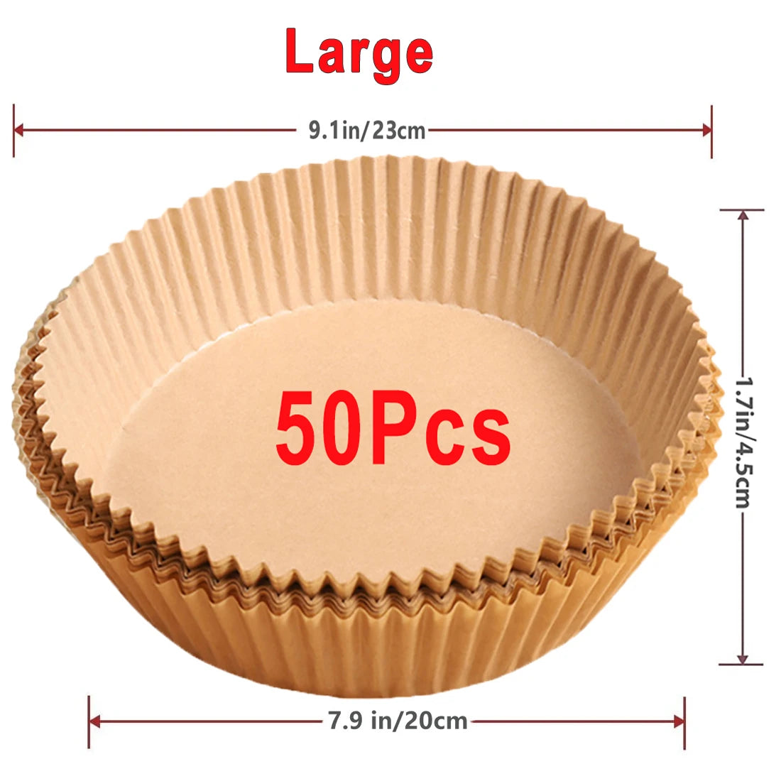Disposable Air Fryer Liner Paper – Round & Square, 50 or 100pcs, Non-Stick Baking Parchment