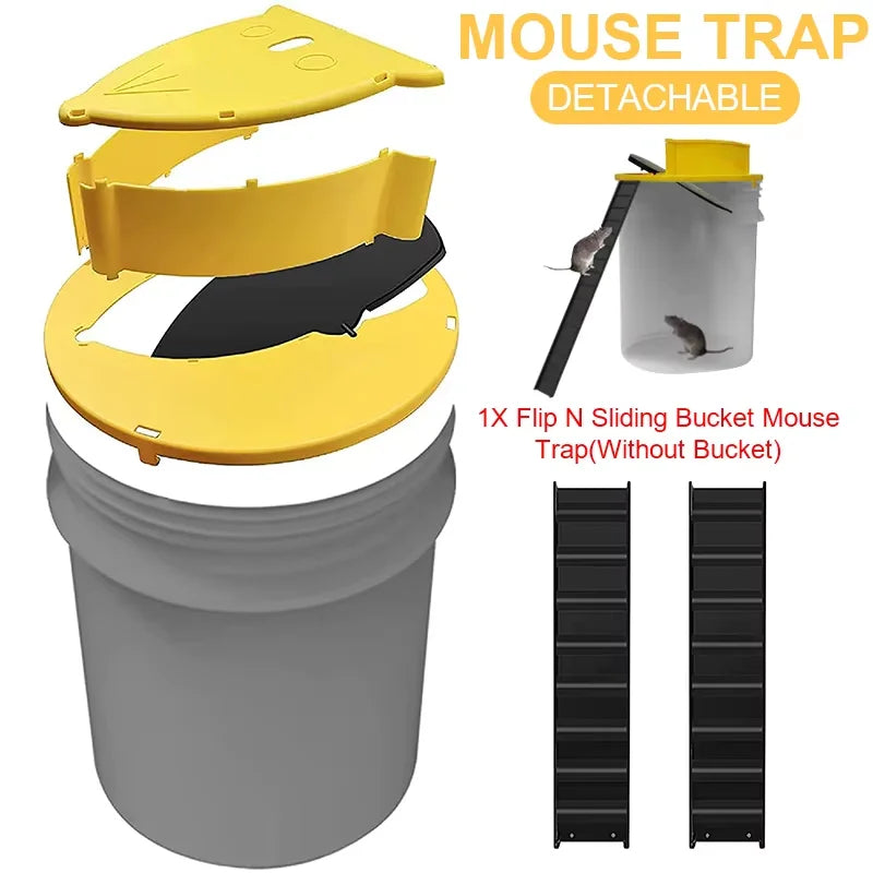 Automatic Flip Mouse Trap – Catch & Release Bucket Lid, Auto-Reset, Reusable
