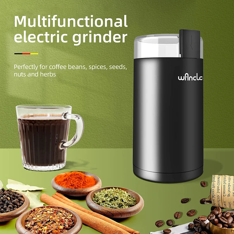Electric Coffee Grinder 150W – Stainless Steel Blade, One-Touch, Grind Coffee Beans & Spices