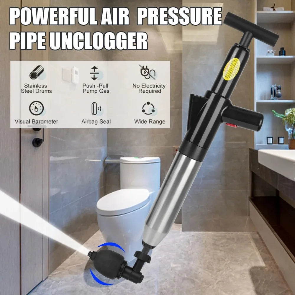 Manual Air Pressure Drain Unclogger – Clears Toilets, Sinks & Kitchen Drains Instantly