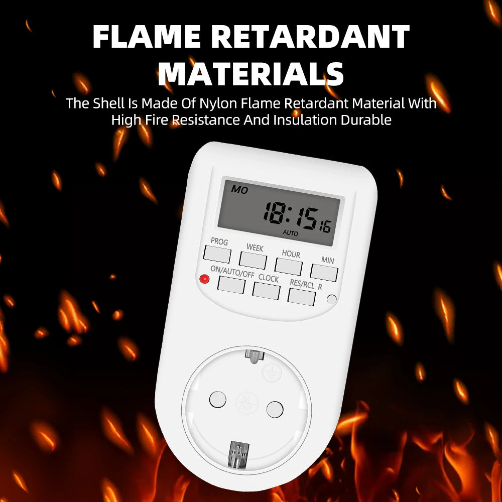 Digital Programmable Timer Switch – Weekly 12/24Hr, EU / UK / US Plug, 2300W Max