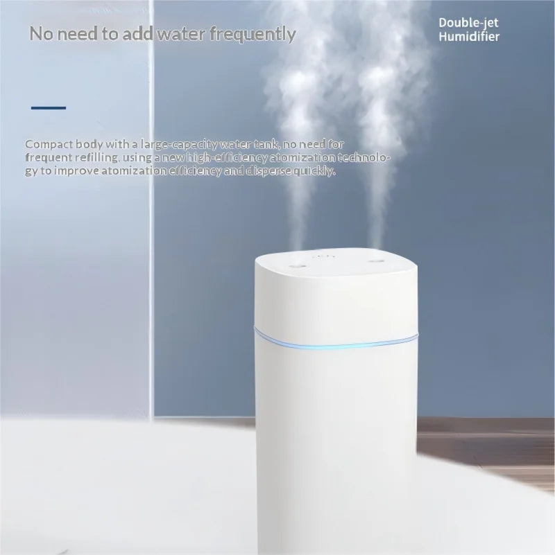 Mini USB Dual Spray Humidifier & Aromatherapy Diffuser – Portable Desktop, 2W, Ultra-Quiet